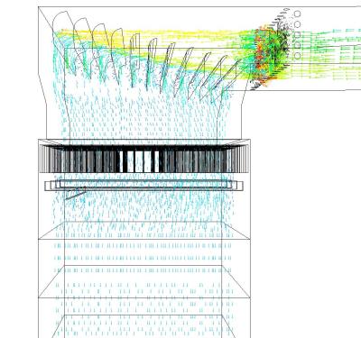 CFD plot (velocity vectors inside the SCR unit)