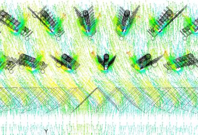 Flow around static mixer and AIG (CFD vector plot)