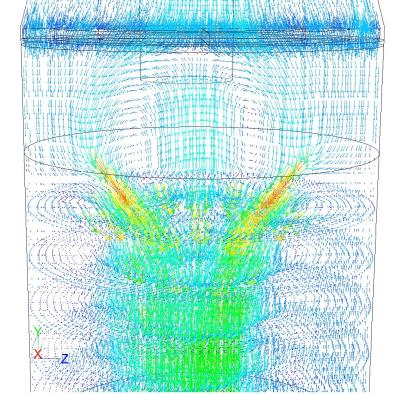 Flow around the injection nozzles (cooling tower)