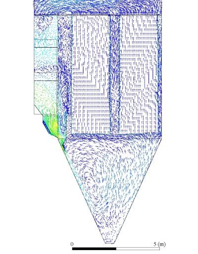 Filter candle chamber (velocity vectors)