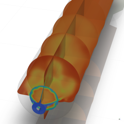 Contours of gas temperature in the combustion chamber